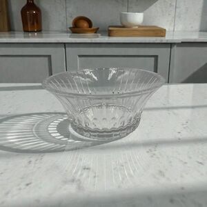Clear Pressed Glass Fluted Bowl Serving Decorative Centerpiece Dish Heavy Glass